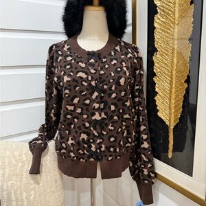 Women's Brown Leopard Print Cardigan Jacket